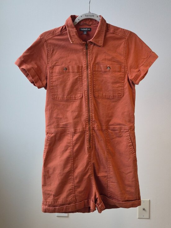 Toad&Co Pants - Toad&Co Earthworks Garage Shortie Romper Women S Rust Orange Utility Zip Front